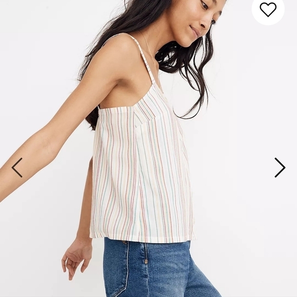 Madewell Button-Front Cami Tank in Textural Rainbow Stripe Size - Picture 3 of 8